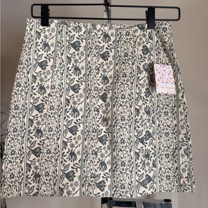 Free People Navy and White Floral Mini Skirt